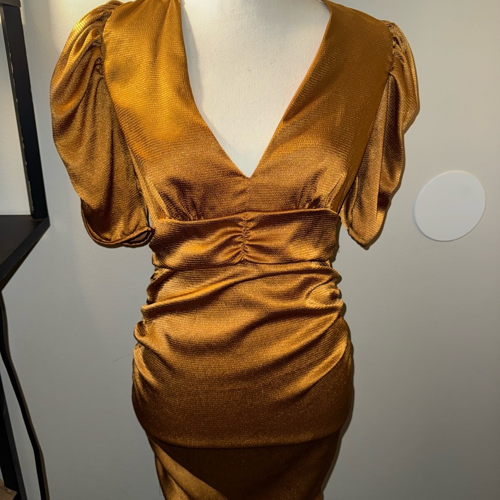 Urban Outfitters Shimmering Gold Mini Dress